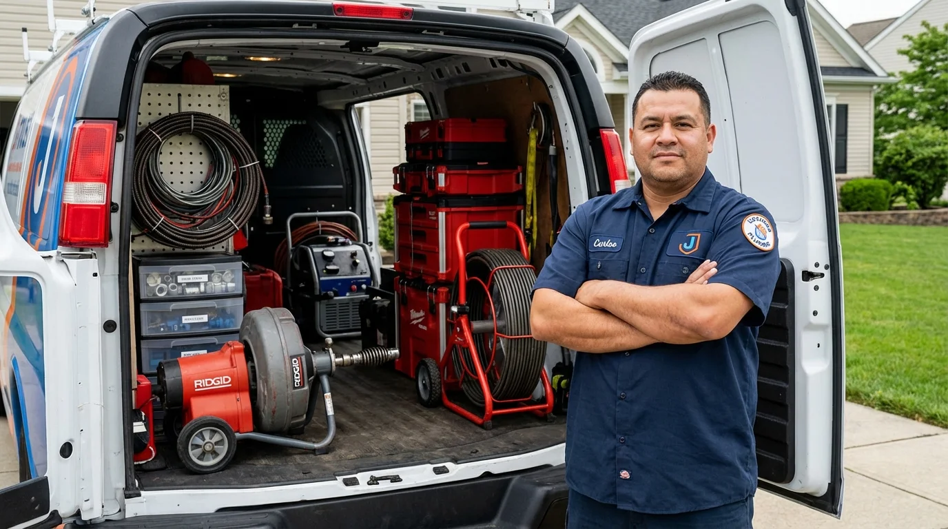 Professional drain cleaning equipment and Johns Plumbing LLC plumber in Sherman