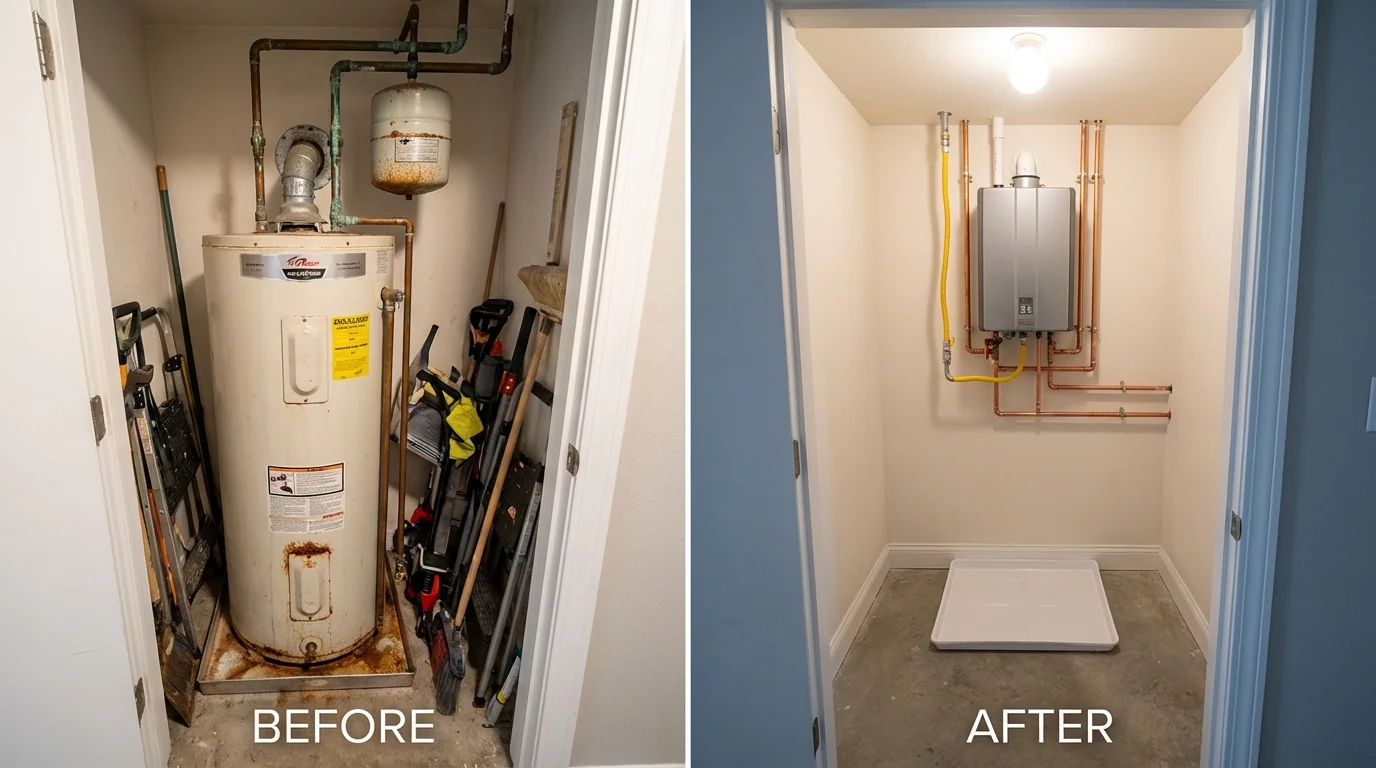 Tank water heater versus wall-mounted tankless unit comparison for Sherman, CT homeowners