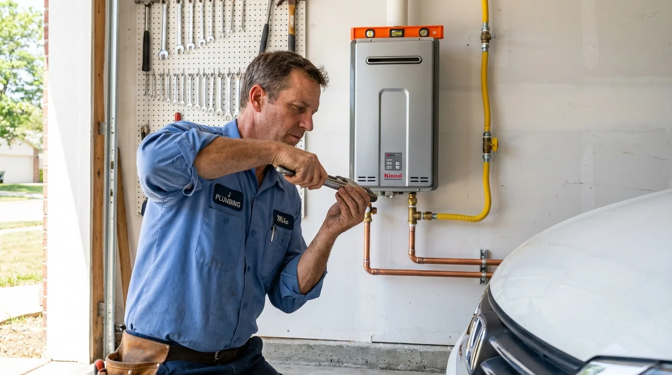 Tankless water heater installation by a Johns Plumbing LLC plumber in Sherman